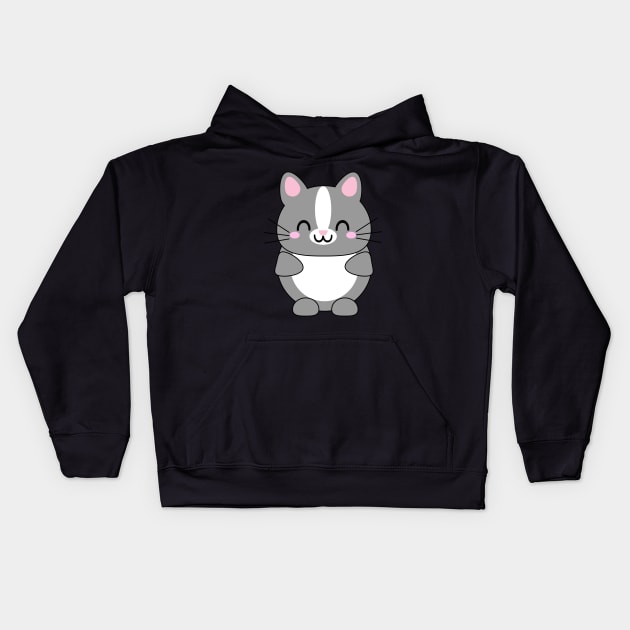 Cute Grey Cat Kids Hoodie by Kam Bam Designs